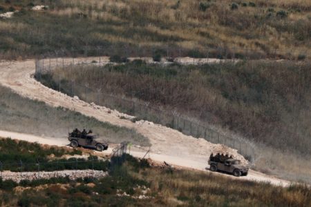 Israeli military vehicles in southern Lebanon.
