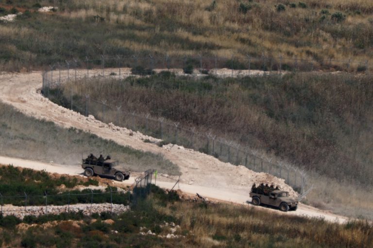 Israeli military vehicles in southern Lebanon.