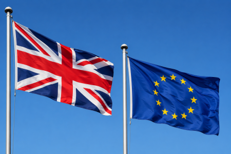 Flags of the United Kingdom and the European Union. Photo: ChatGPT/Statement