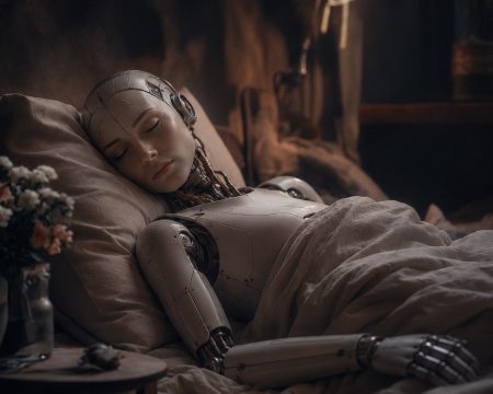 A sleeping humanoid illustrates the idea behind AI “dreaming”: sorting information, discarding clutter and keeping what matters. Photo: Statement/AI