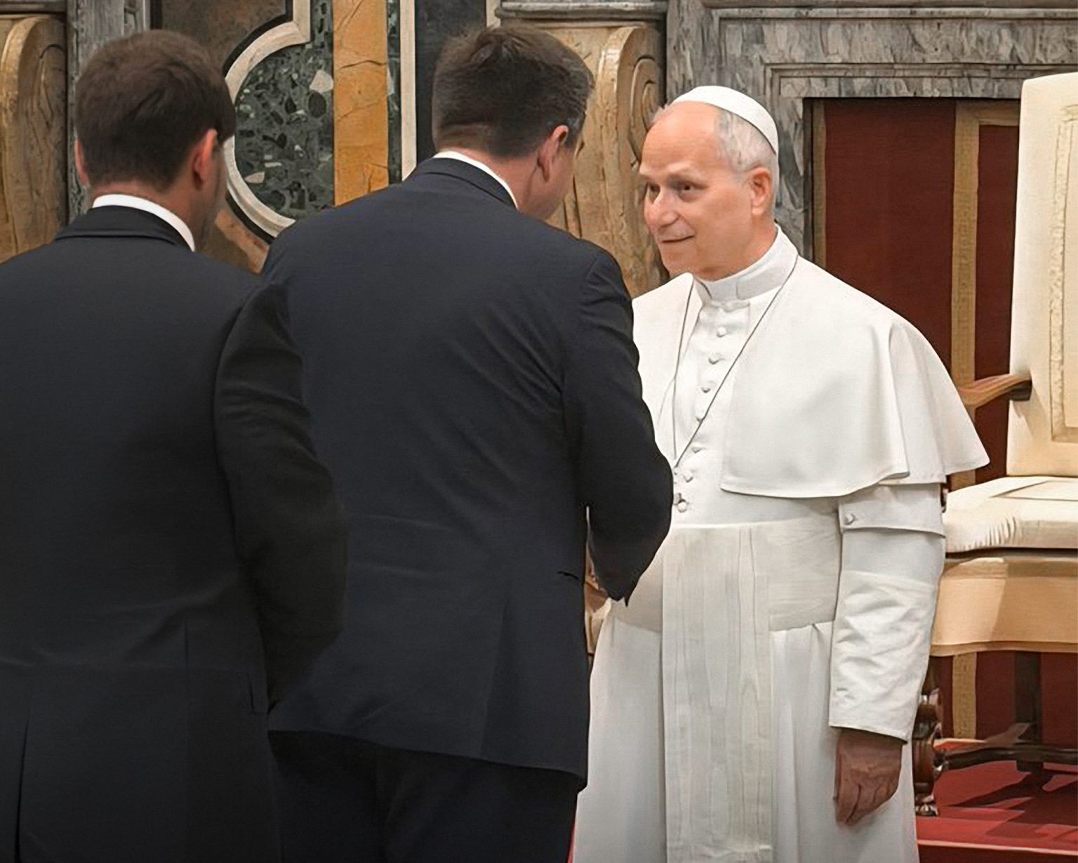 Pope Leo XIV speaks with AfD politician Malte Kaufmann during an audience at the Vatican. Photo: Catholic Arena/X
