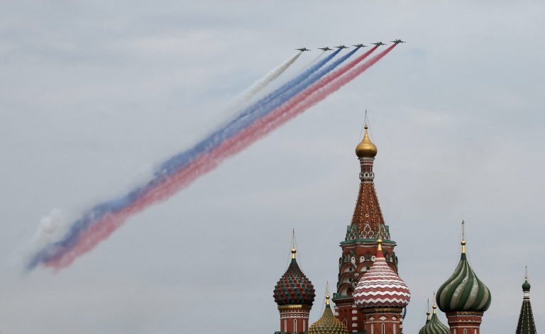 Flypast rehearsal for Victory Day parade in Moscow.