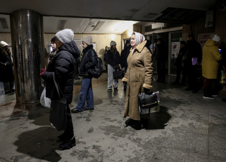 Ukrainians at a subway station. Photo: Anatolii Stepanov/Reuters