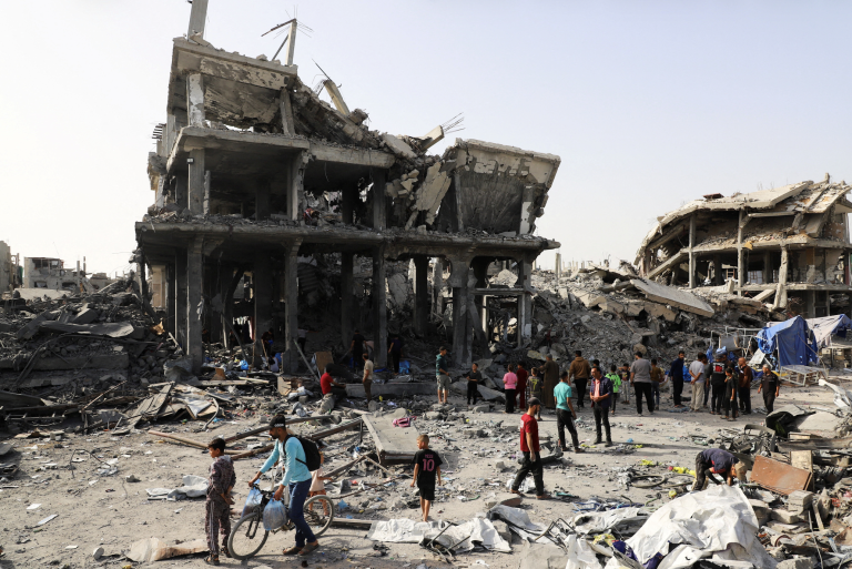 A destroyed refugee camp in the northern Gaza Strip.