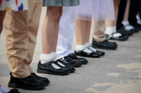 Children lined up in a row.