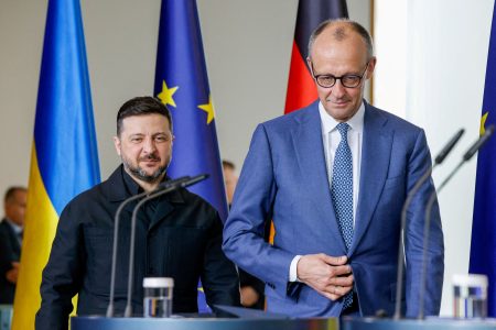 Volodymyr Zelensky and Friedrich Merz.