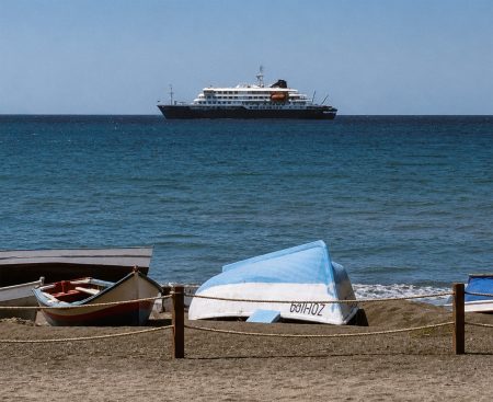 The MV Hondius cruise ship off Cape Verde. Photo: Reuters/Stringer