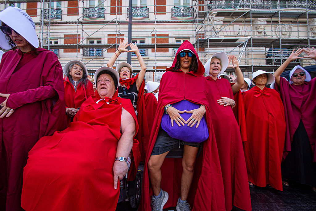 Spanish women protest against surrogacy in Madrid.