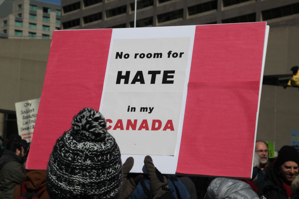 Protester in Toronto during a 2017 demonstration.