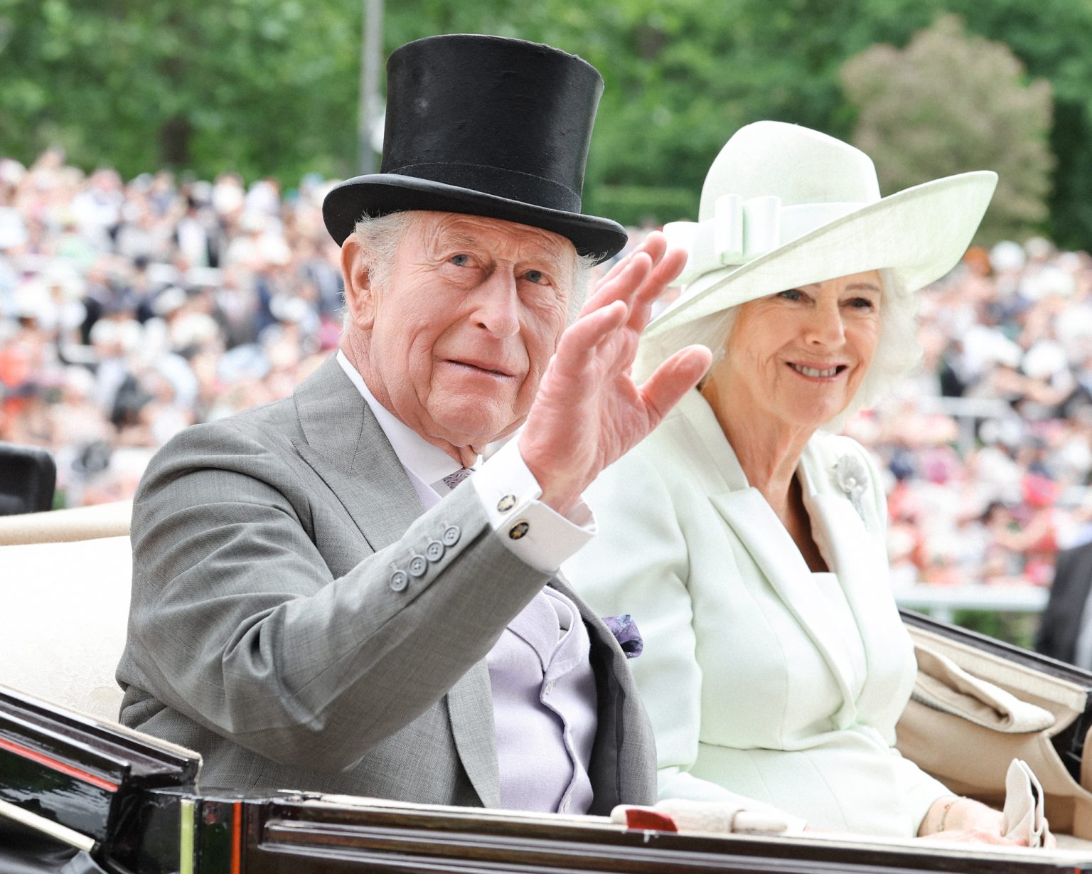 King Charles III and Queen Camilla at Royal Ascot.