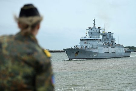 A German Navy frigate.