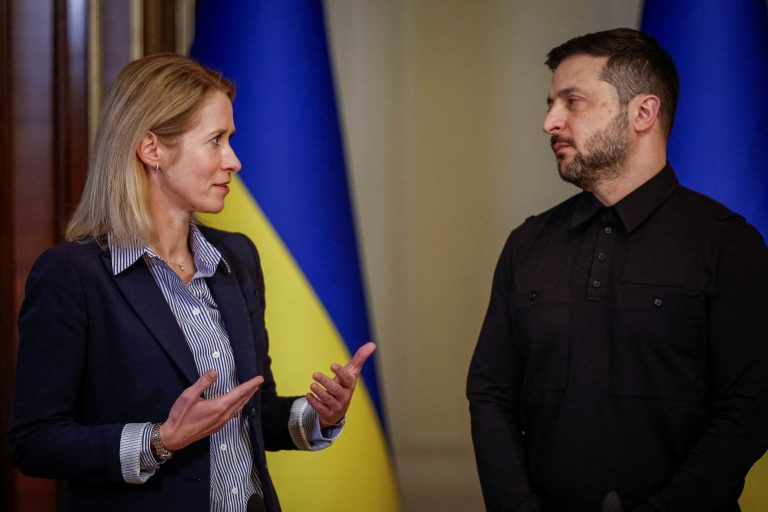 Ukraine’s President Volodymyr Zelensky and EU foreign policy chief Kaja Kallas.