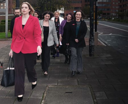 A group of seven nurses at the court centre in Newcastle.