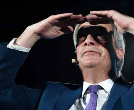 Nigel Farage at the center of a political storm.
