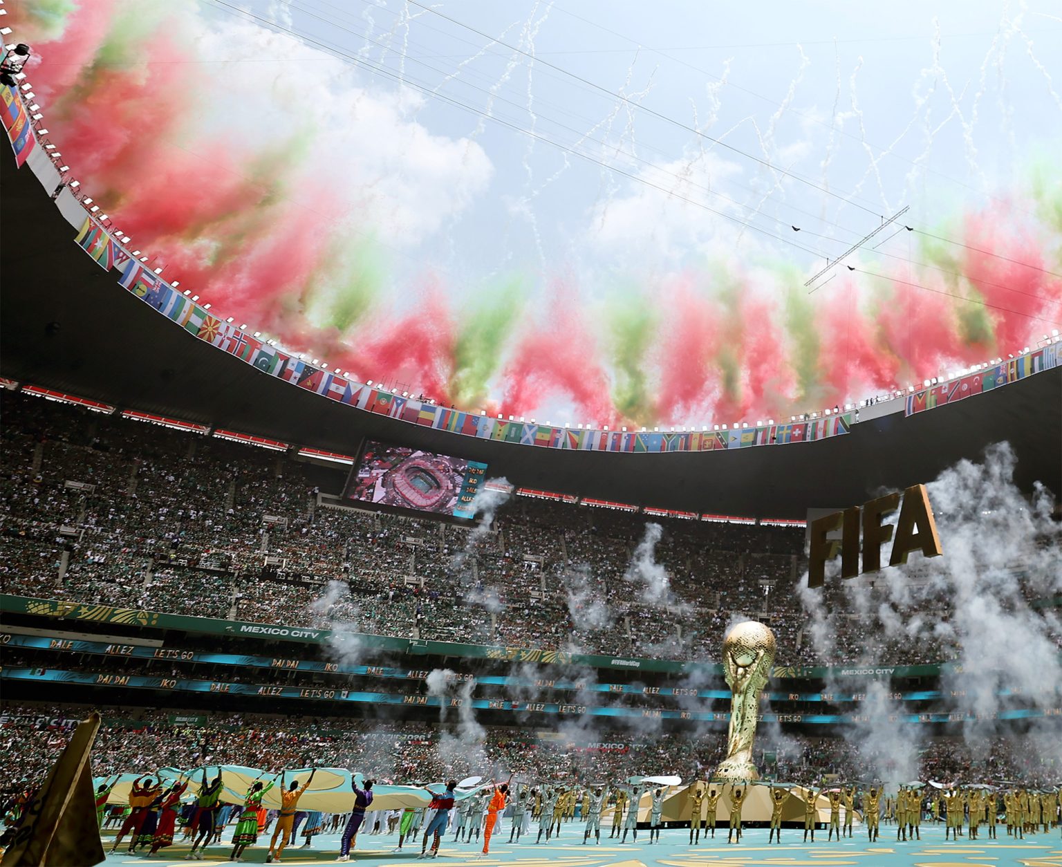 Fireworks at the opening ceremony of the 2026 FIFA World Cup.