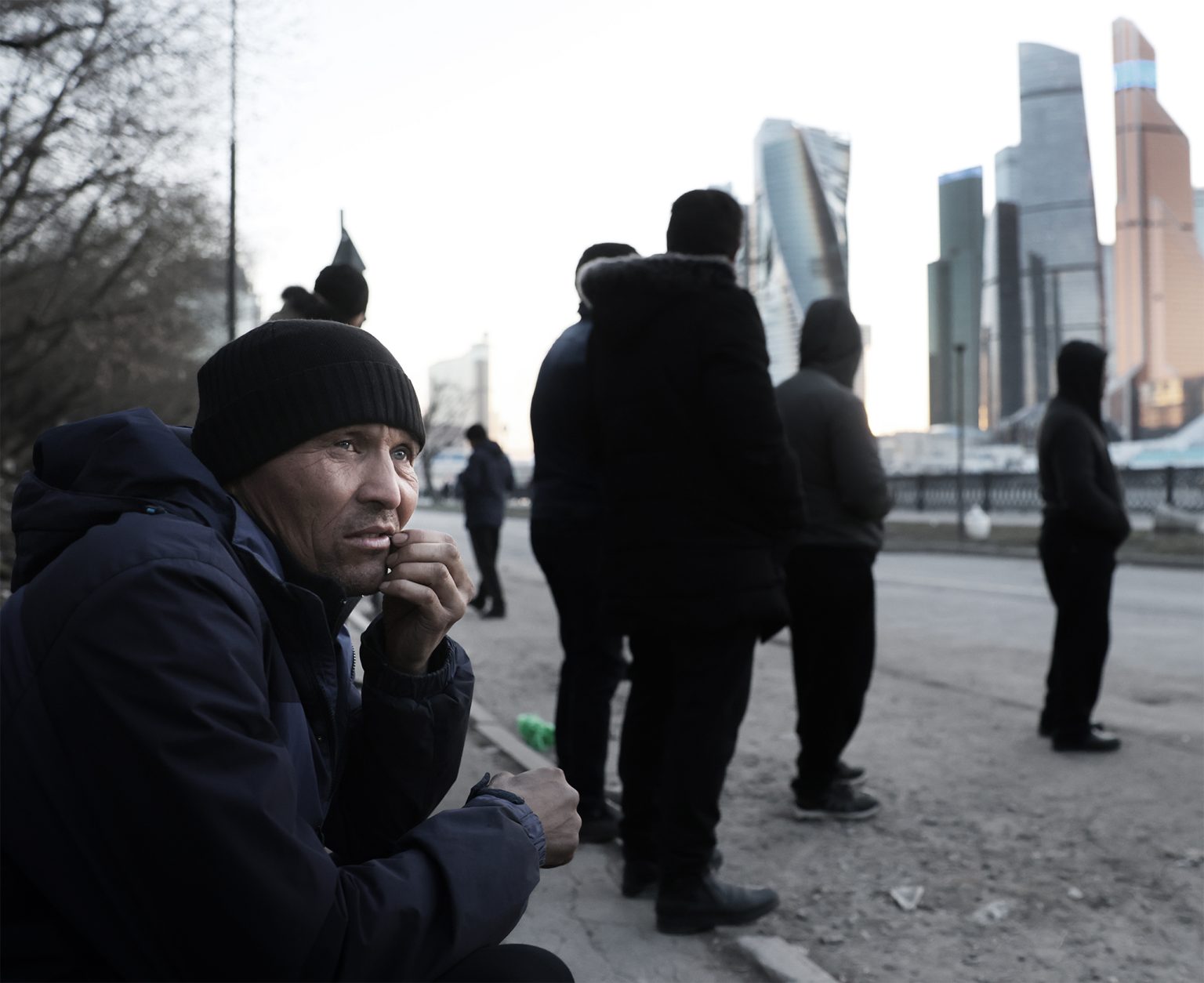Central Asian migrant workers at a construction site in Moscow, where ethnic Russians now make up less than 70% of the population. Photo: Contributor/Getty Images
