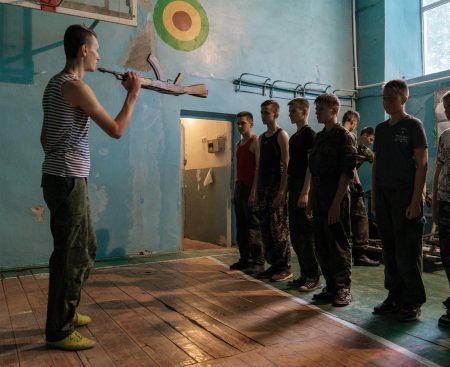 Young Ukrainians in basic weapons training.