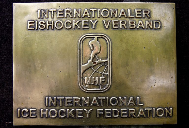The logo of the International Ice Hockey Federation.