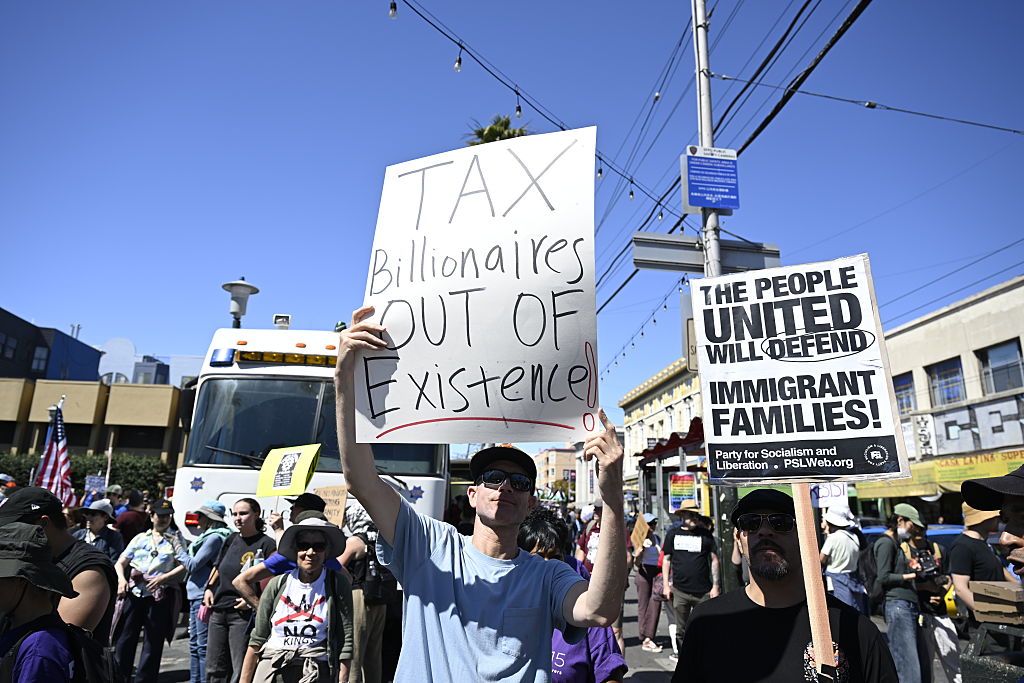 “Workers Over Billionaires” rally in San Francisco.