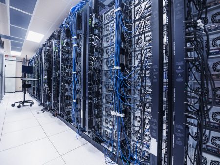 Computers in a server room.