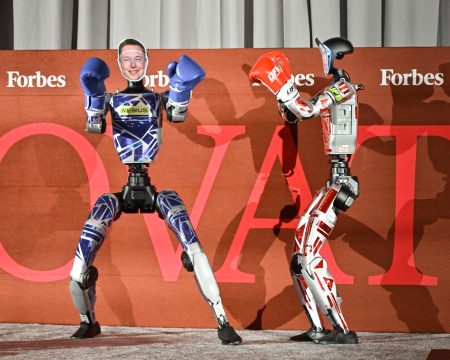 Bots depicting Elon Musk and Sam Altman in a boxing match.
