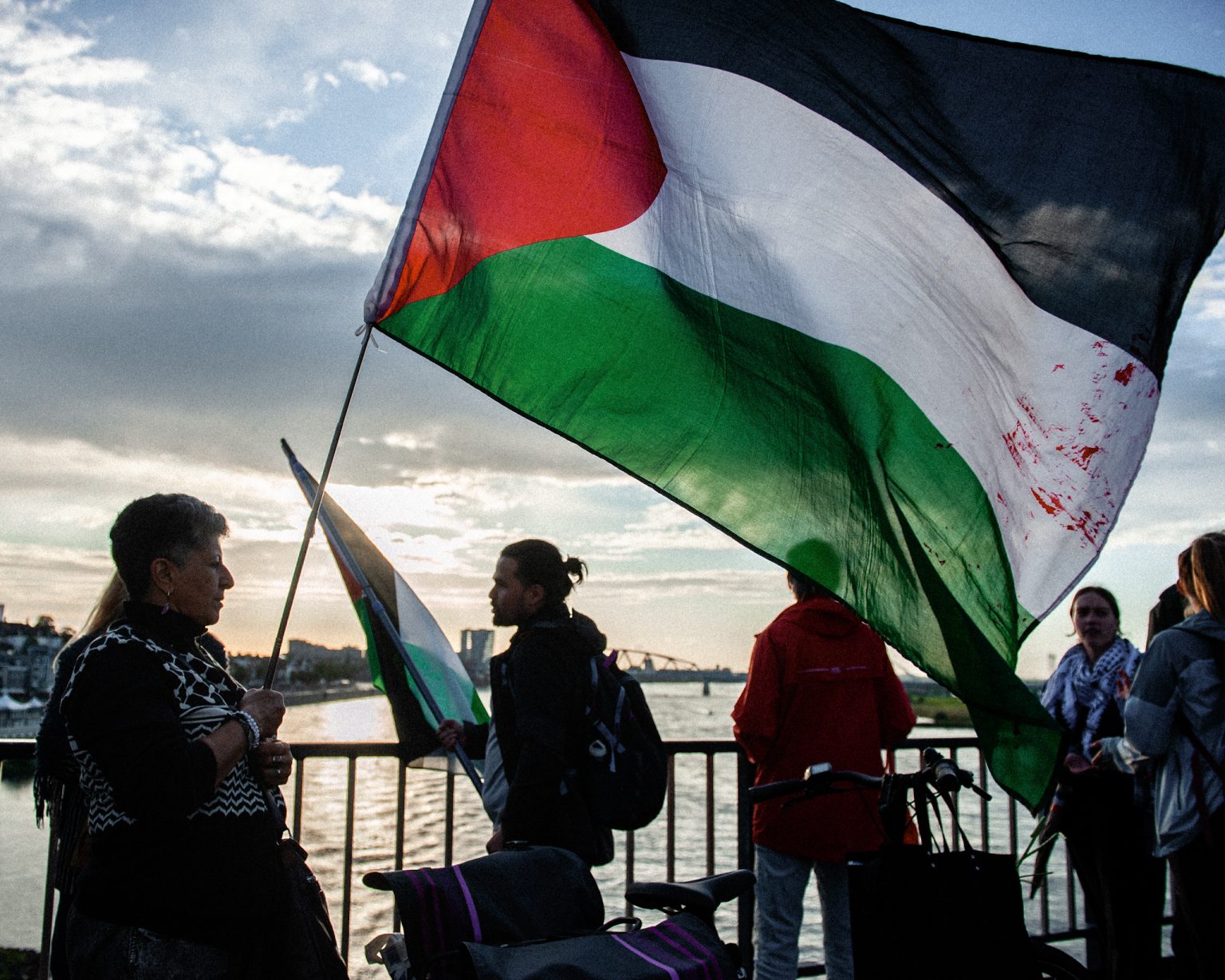Palestinian flag at a procession in Nijmegen.