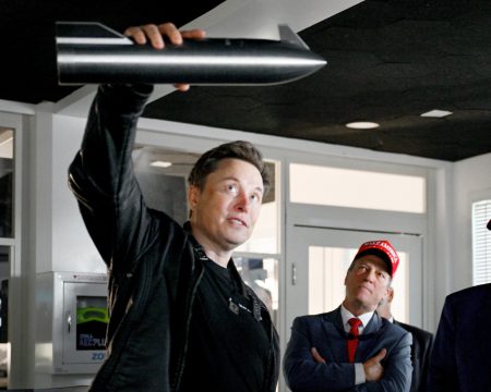 Elon Musk in SpaceX's control room.