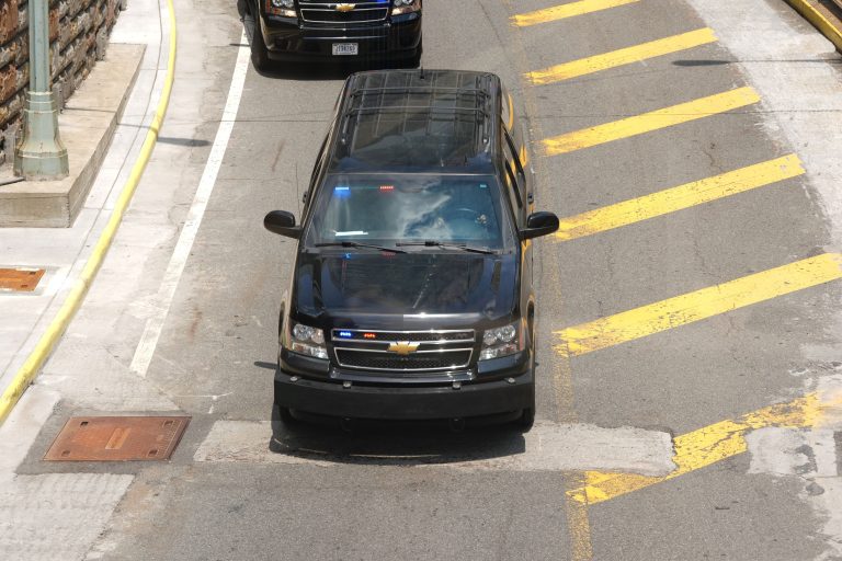 Motorcade carrying ousted president Nicolas Maduro.