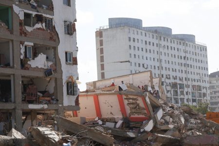 Buildings after the earthquake.
