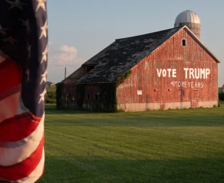 Farmer's support for Donald Trump on a barn.