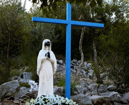 Defaced statue in Medjugorje.