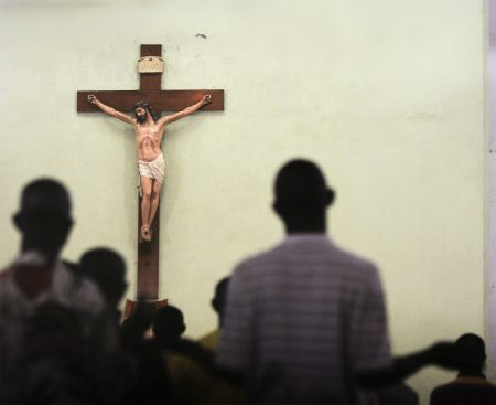 Nigerian Catholic worshippers during morning mass.