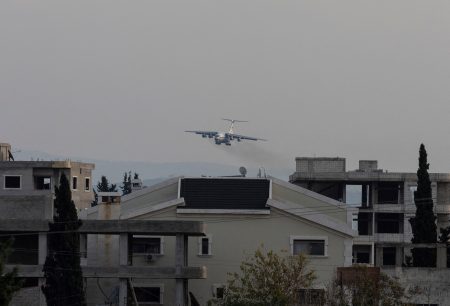 A Russian military aircraft near Hmeimim air base.