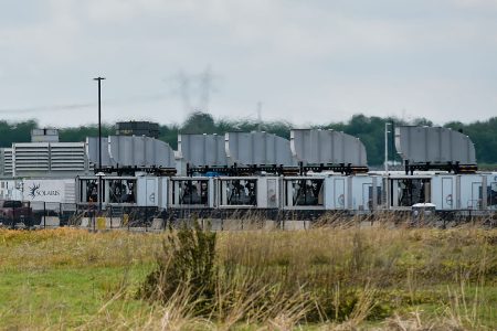 Gas turbines at xAI\'s data center in Memphis.