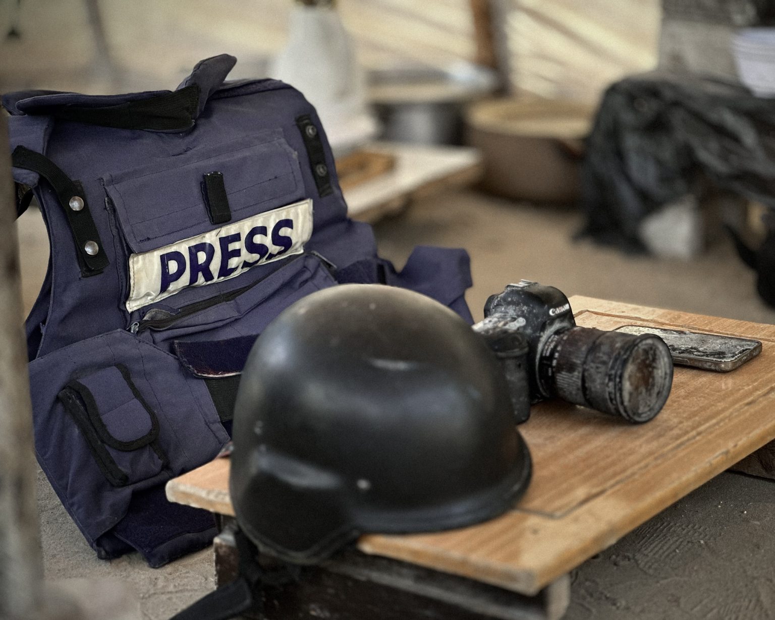 Equipment of the killed journalist Mariam Abu Dagga.