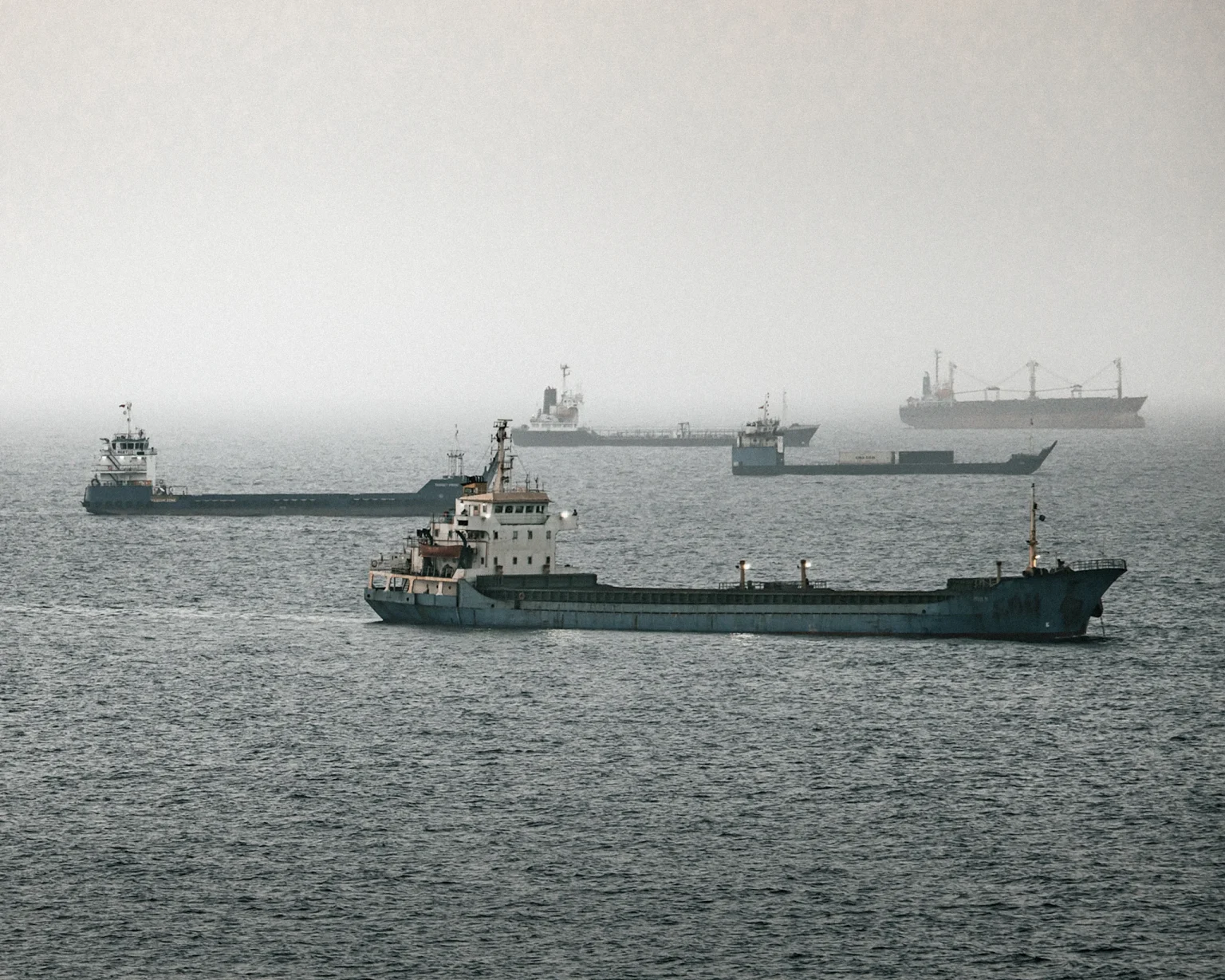 Crude oil tankers heading to the Strait of Hormuz.