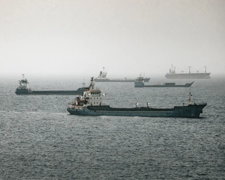 Crude oil tankers heading to the Strait of Hormuz.