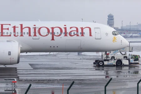 Airplane at an airport.