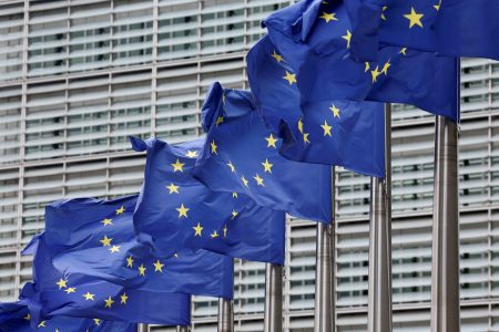 European Union flags.