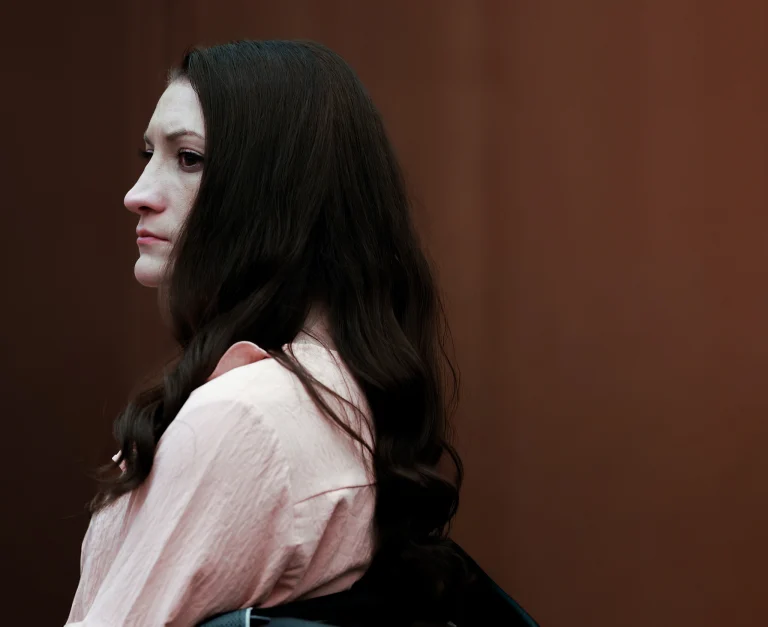 Lindsay Clancy listens to testimony at Plymouth court.