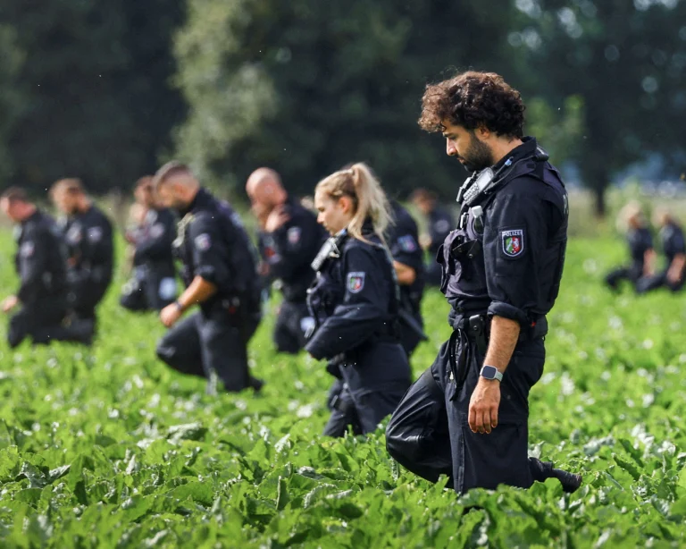 German police secure the scene in Bergheim.