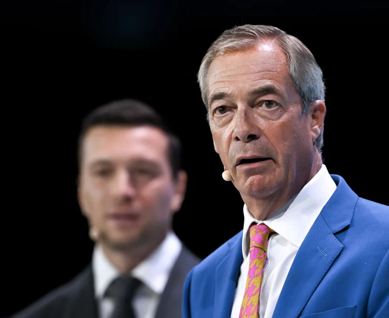 Nigel Farage and Jordan Bardella at the Reform UK conference.